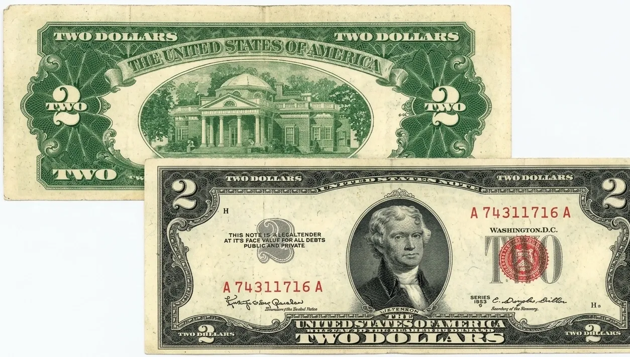 High-resolution image of a 1953 $2 bill front and back